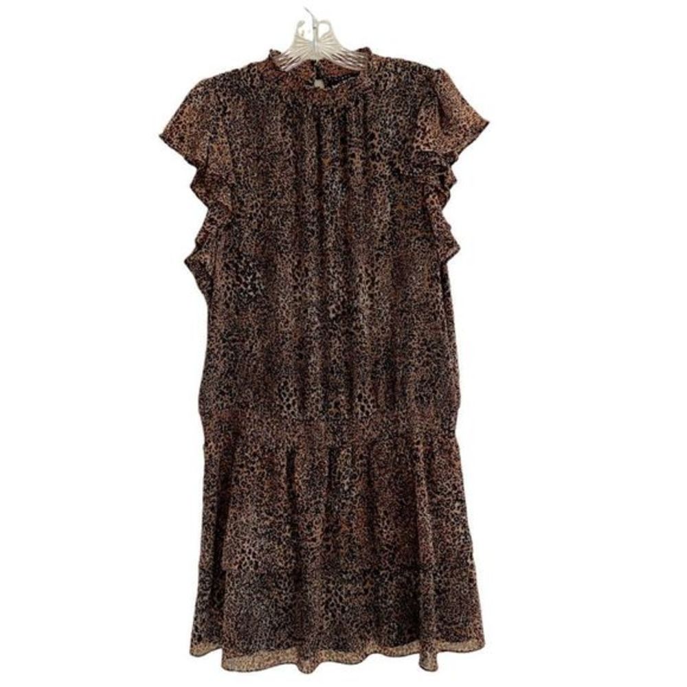 1.State Animal print mocked Neck  Ruffle Dress size XL.